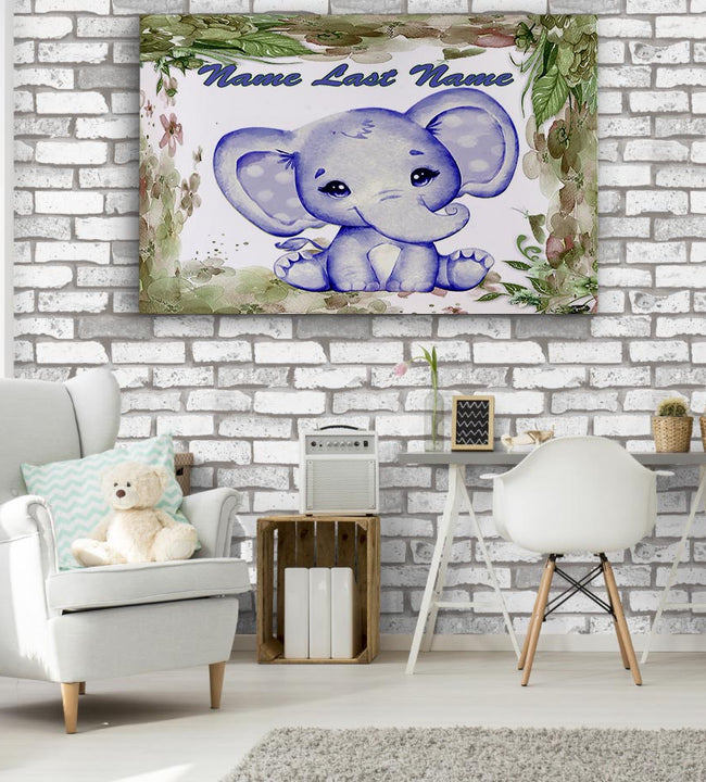 Blue Baby Elephant Canvas