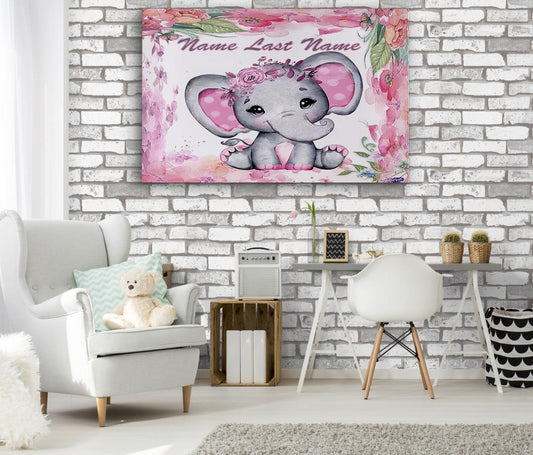 Pink Baby Elephant Canvas