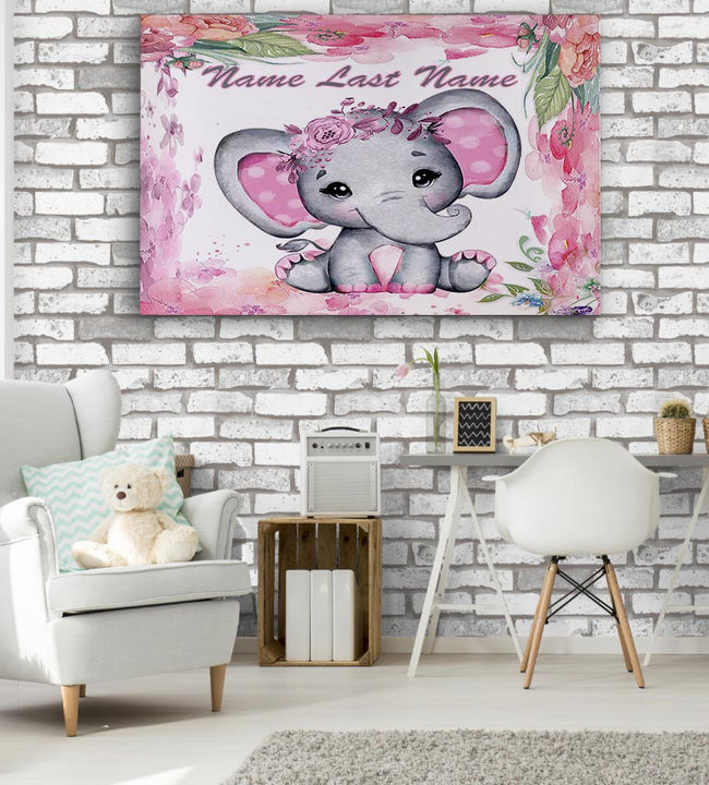 Pink Baby Elephant Canvas