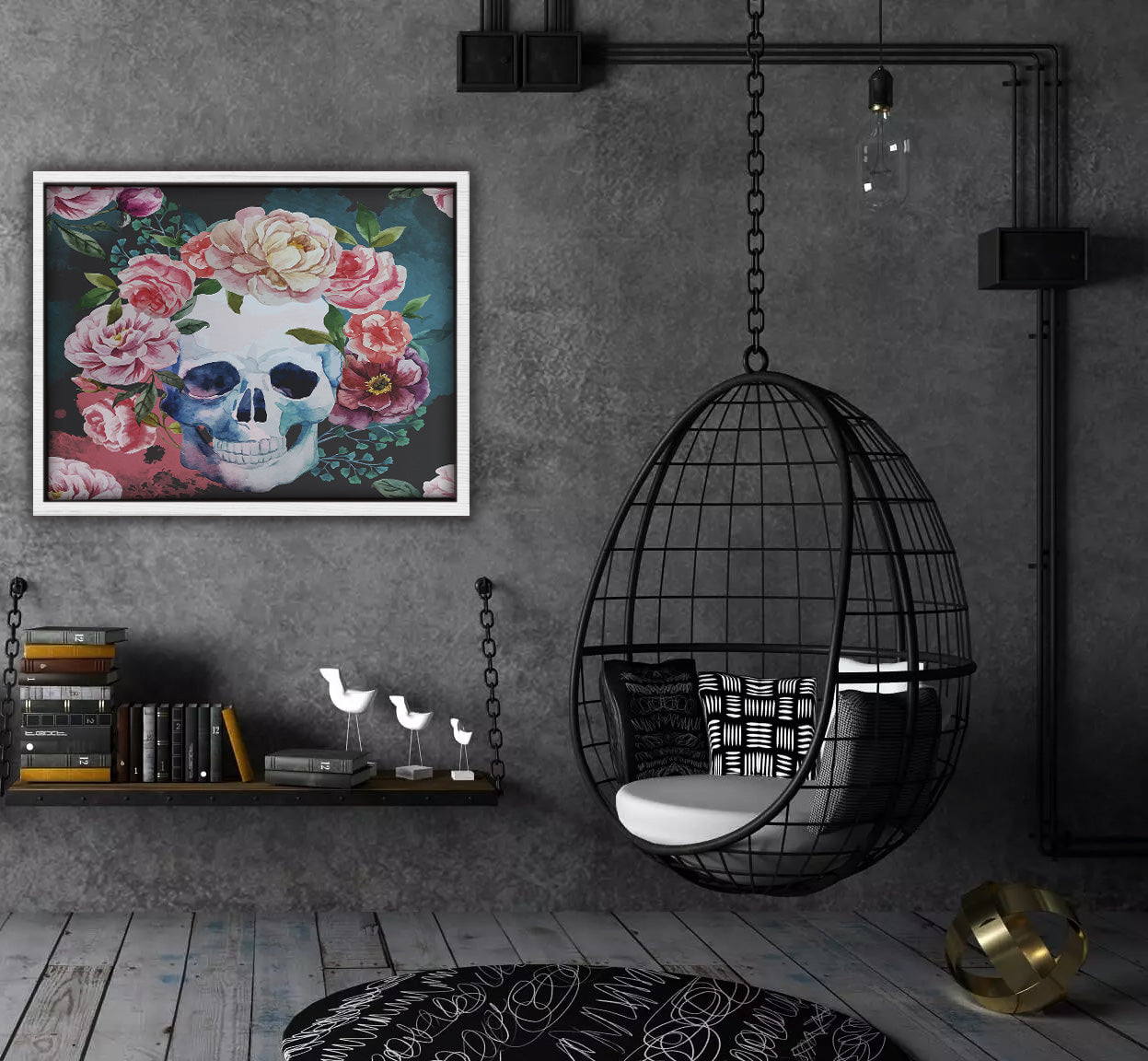 Lady Skull Framed Canvas