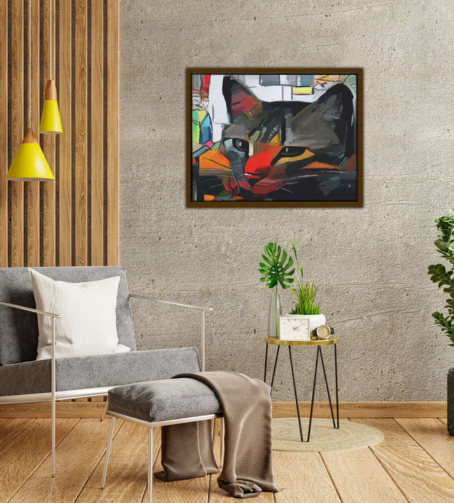 Abstract Cat Framed Canvas
