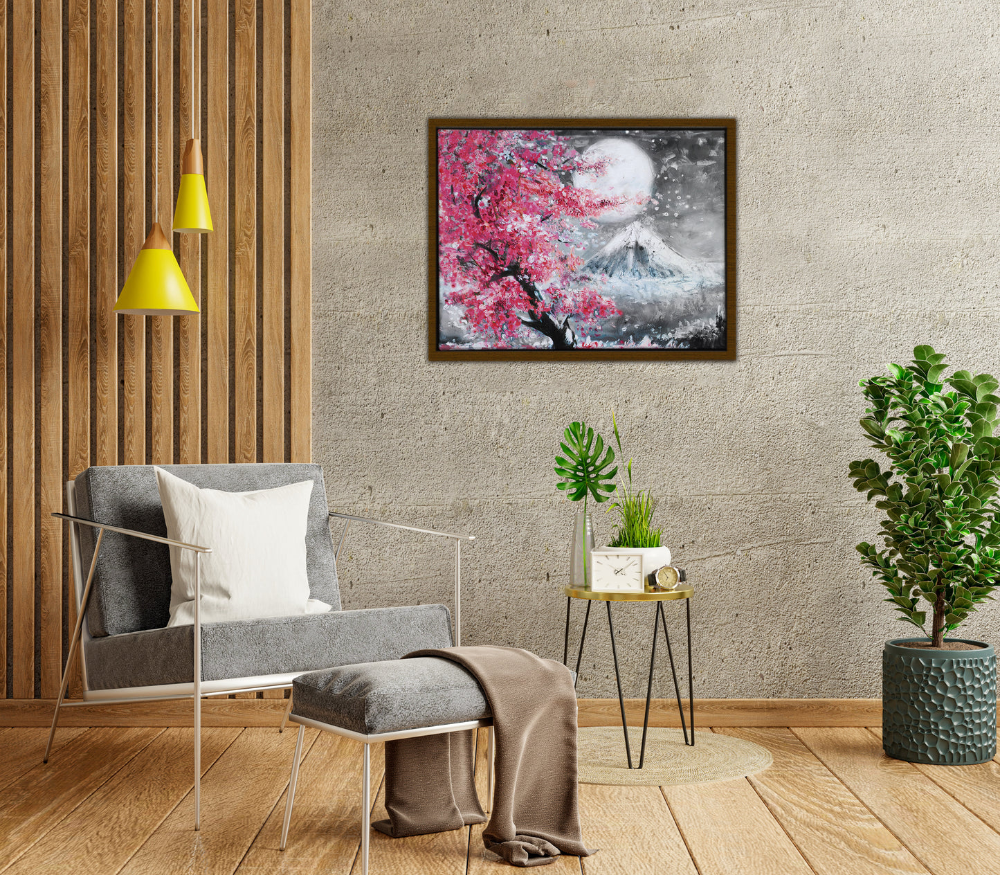 Mountain Sakura Framed Canvas