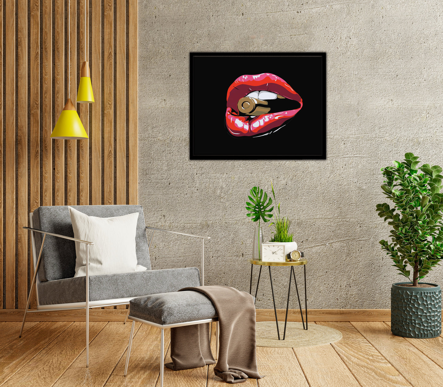 Intensive Lips Framed Canvas
