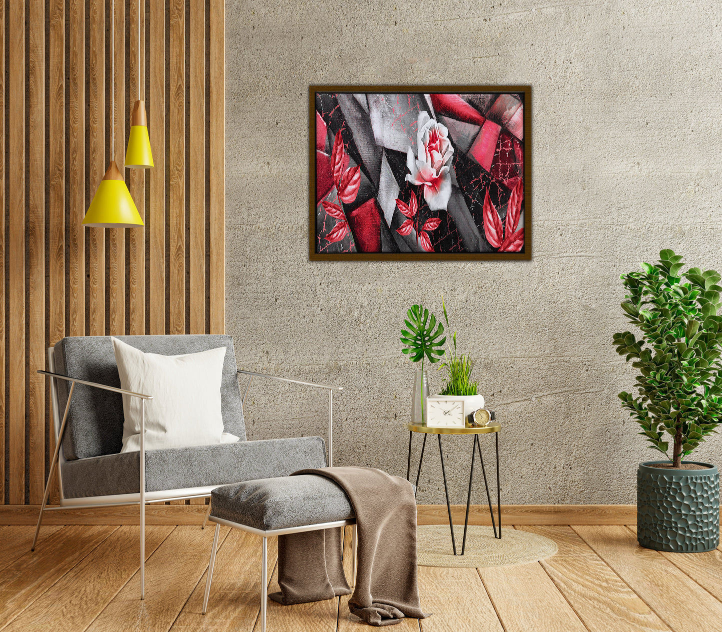Abstract Red Rose Framed Canvas