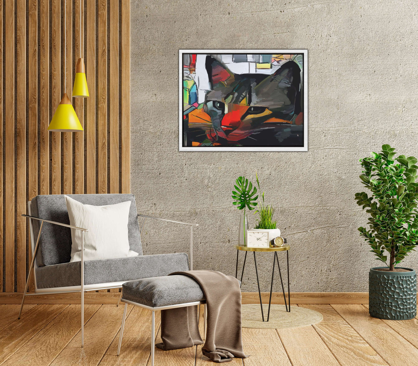 Abstract Cat Framed Canvas
