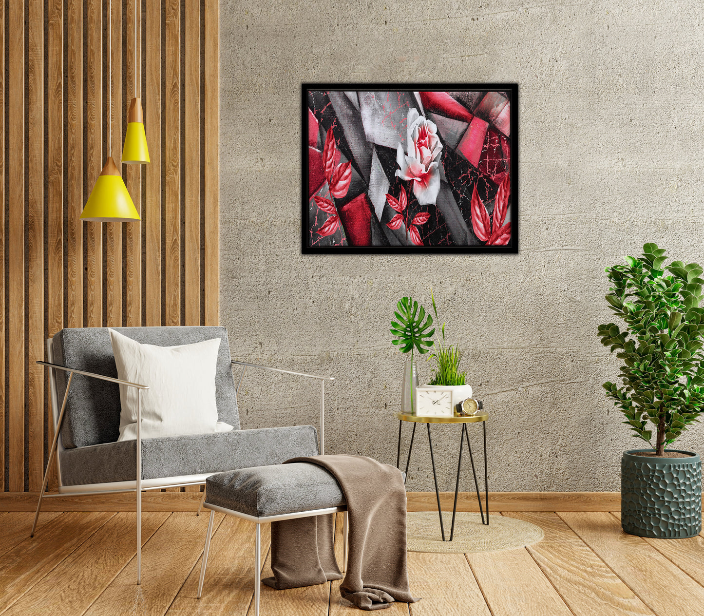 Abstract Red Rose Framed Canvas