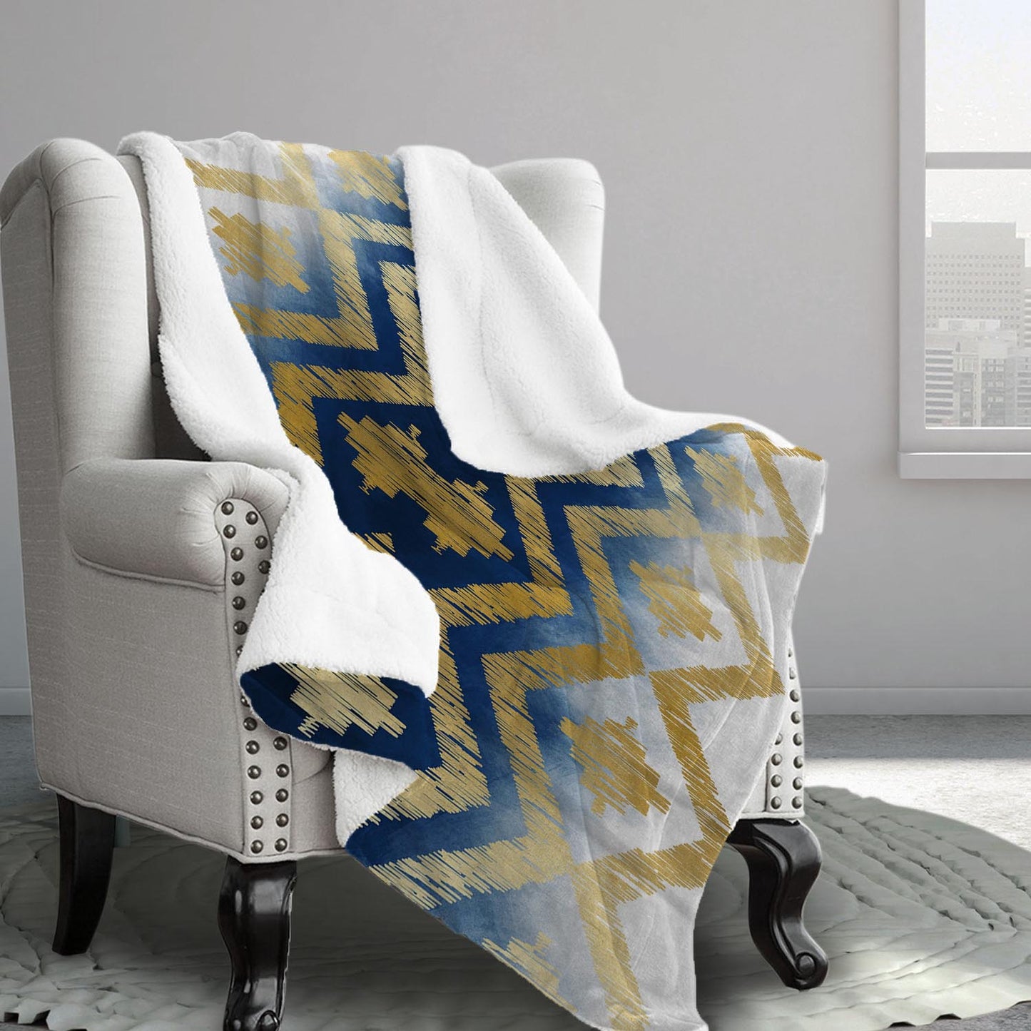 BlueGold Chevron Sherpa Blanket