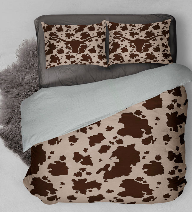 Cowhide Brown Sherpa Comforter Set