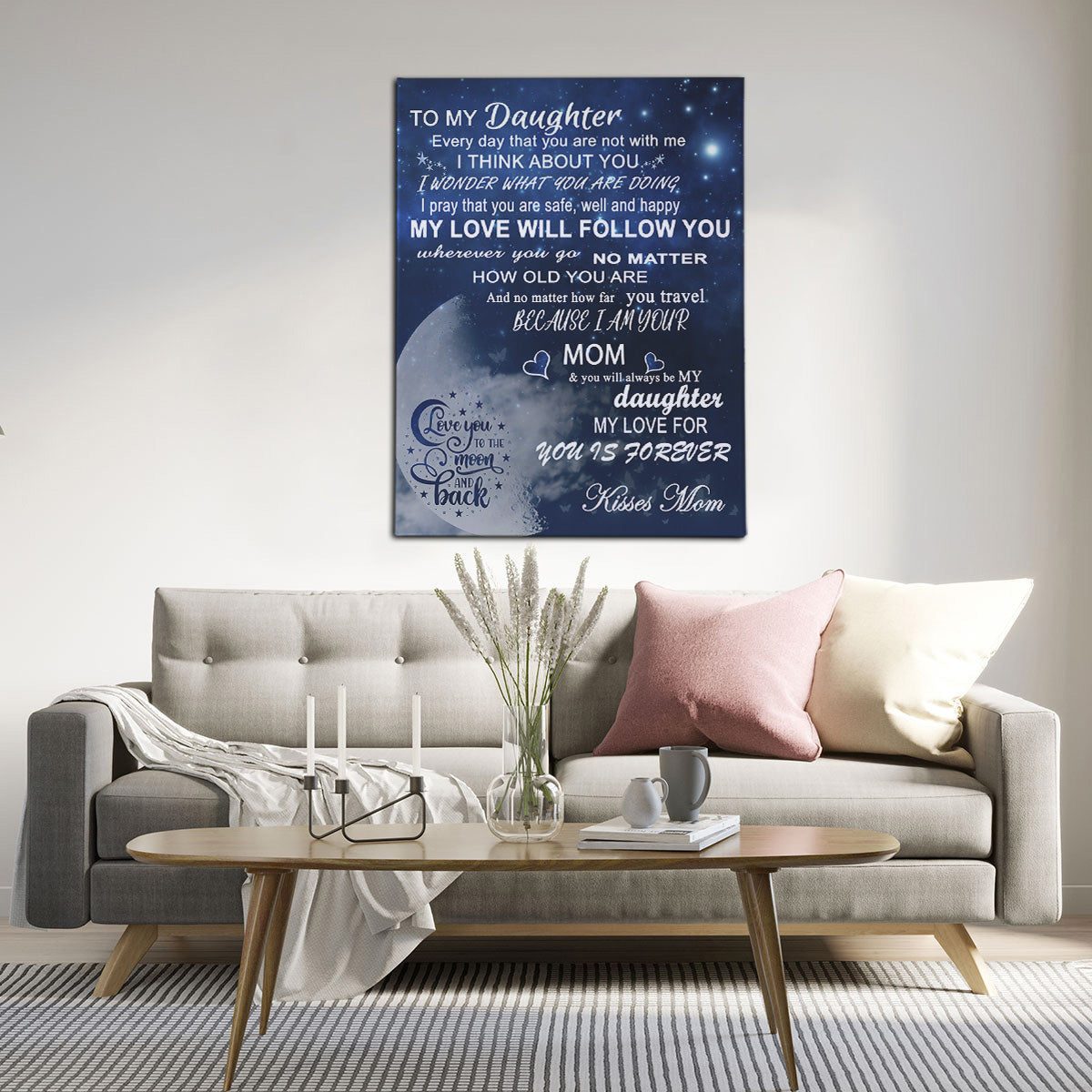 Daughter Moon butterfly Canvas Art