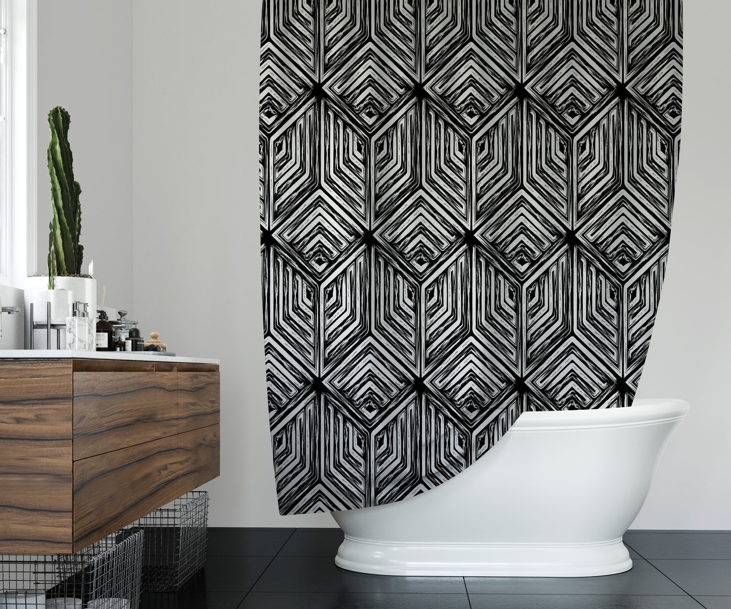 Diamante Black Shower Curtain