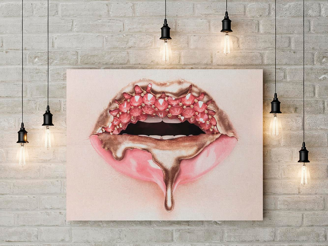 Dimond Lips Canvas Art