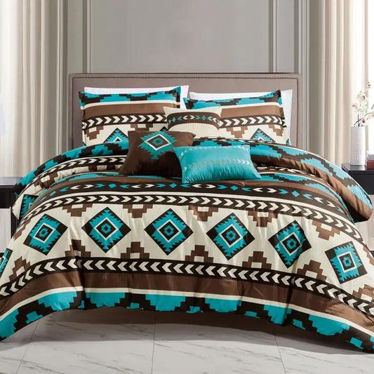 Diya Navajo Turquoise Aztec Comforter - 6 Piece Set