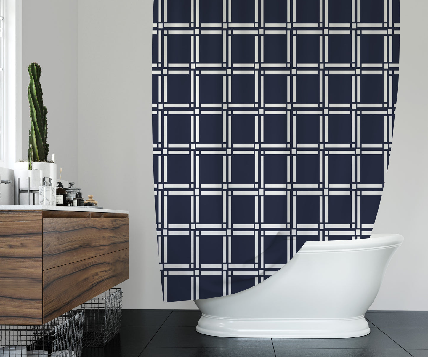 Gate Navy Shower Curtain