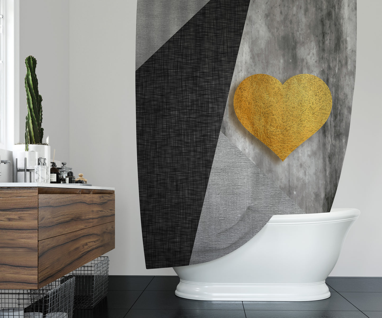 Gray Scale Love Shower Curtain