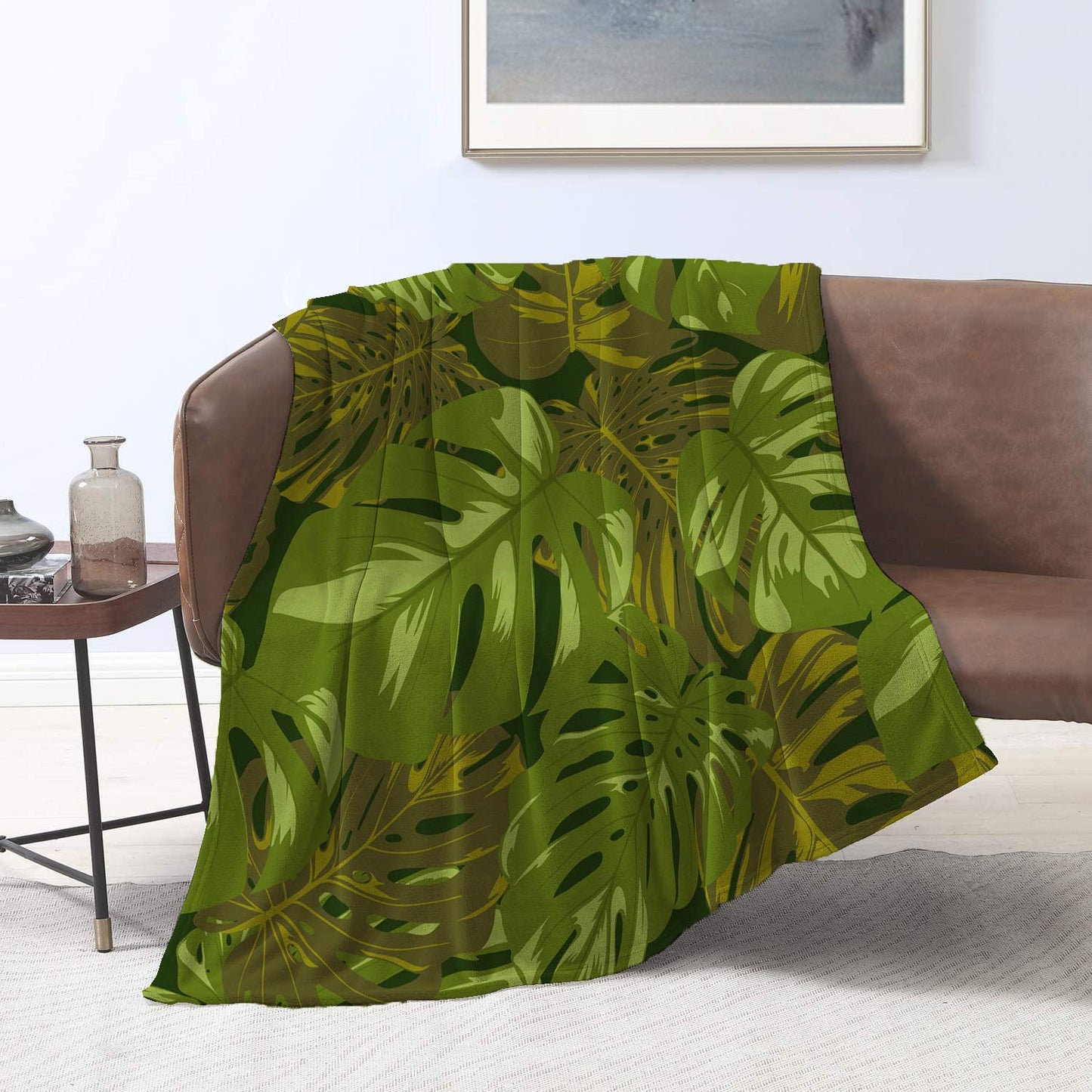 Green Leaves Velvet Blanket