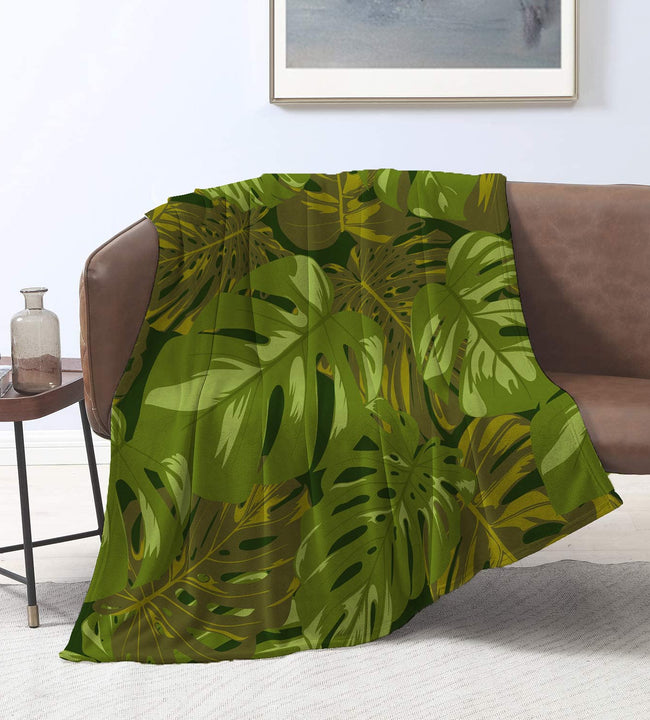 Green Leaves Velvet Blanket