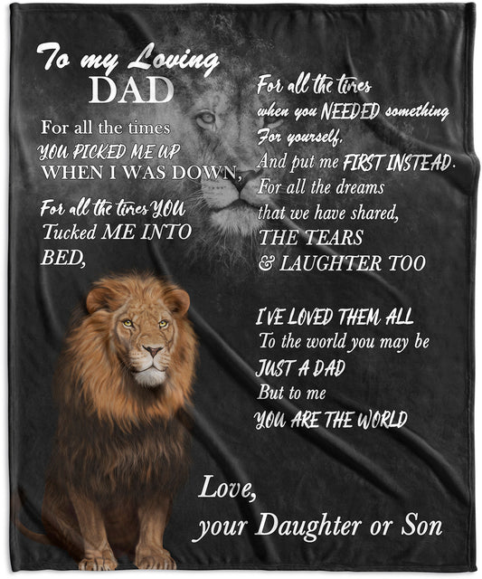 Loving Dad Lion Velvet Blanket