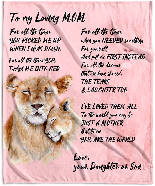 Loving Mom Lion Velvet Blanket