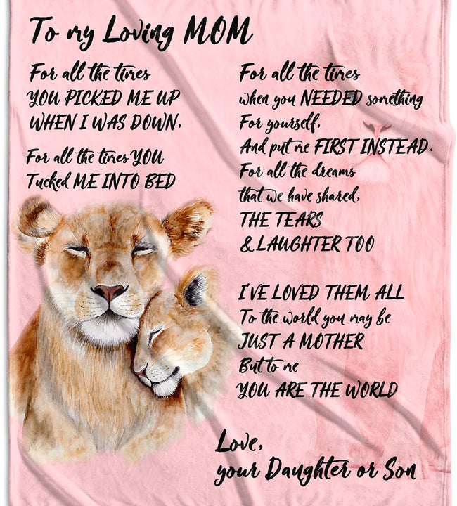 Loving Mom Lion Velvet Blanket