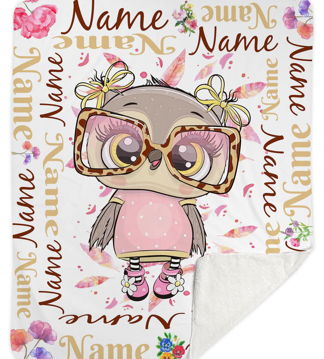 Owl Girls Sherpa Blanket