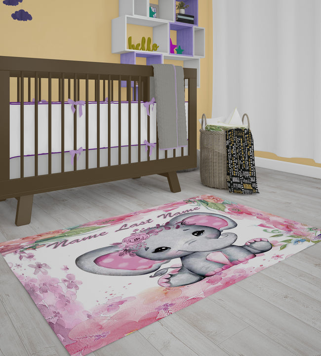 Pink Baby Elephant Rug