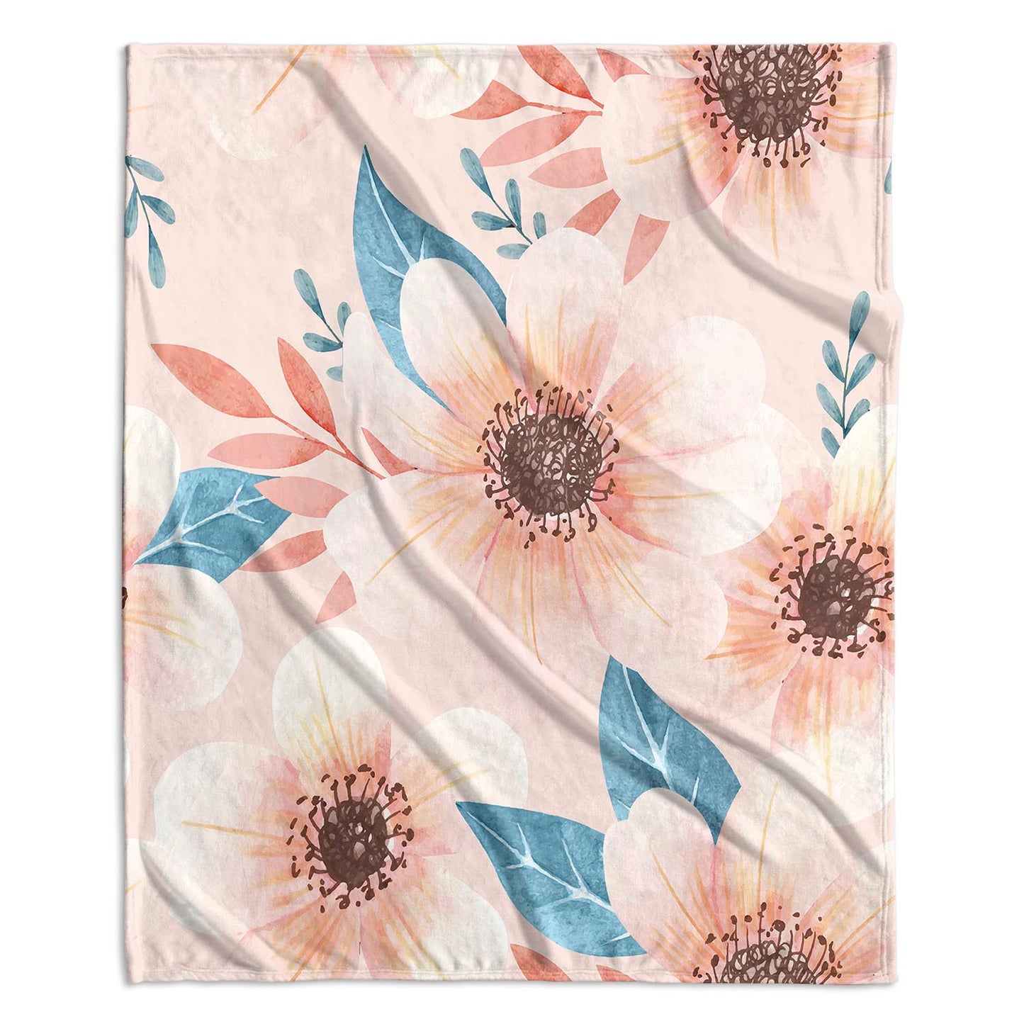 Pink Flower Velvet Blanket