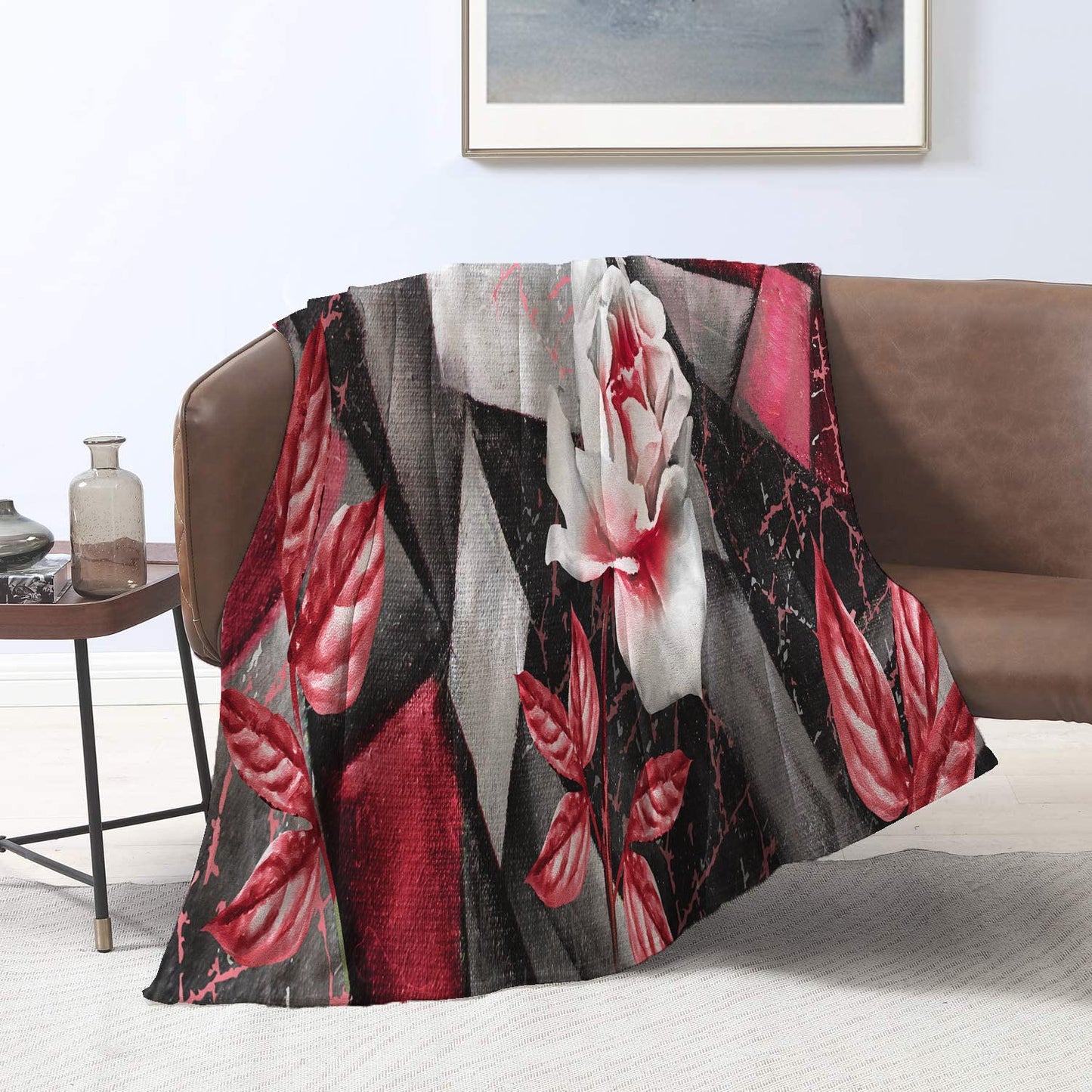 Rosa Abstracta Velvet Blanket