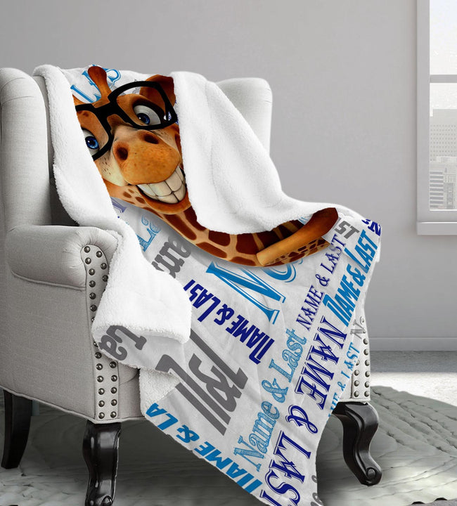 Giraffe Boys Sherpa Blanket