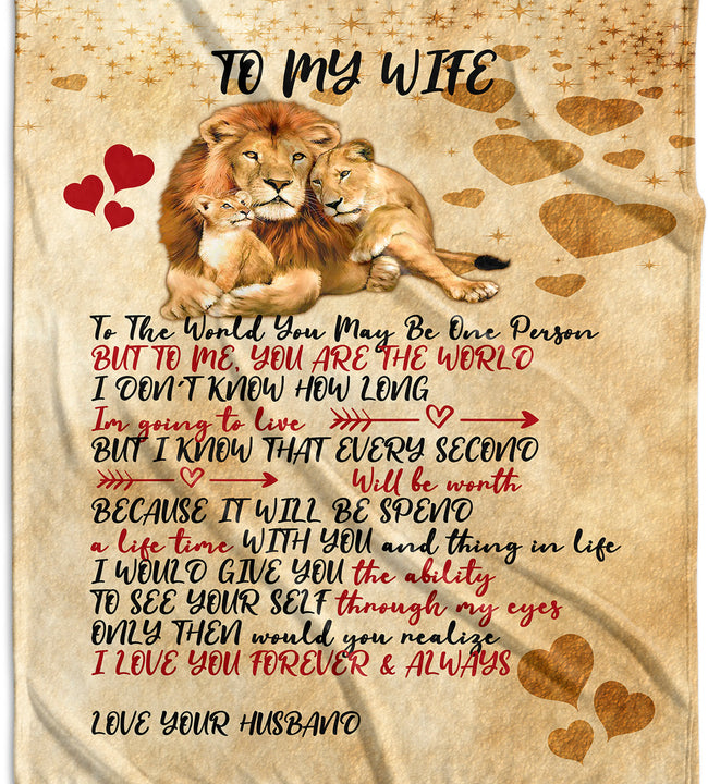 To My Wife Lion Velvet Blanket