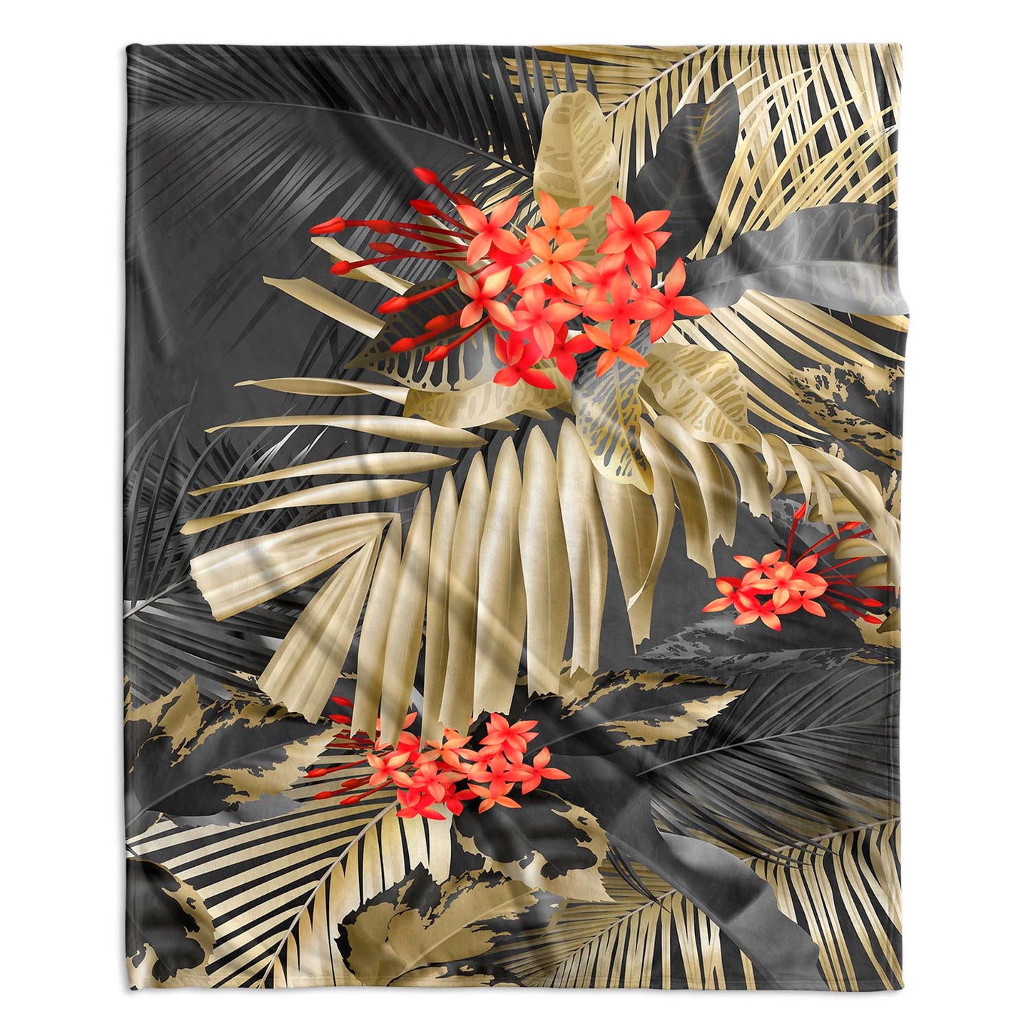 Tropical Leaves Velvet Blanket