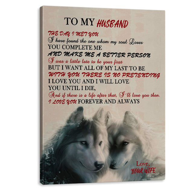 Wolf To my Husband Canvas Art