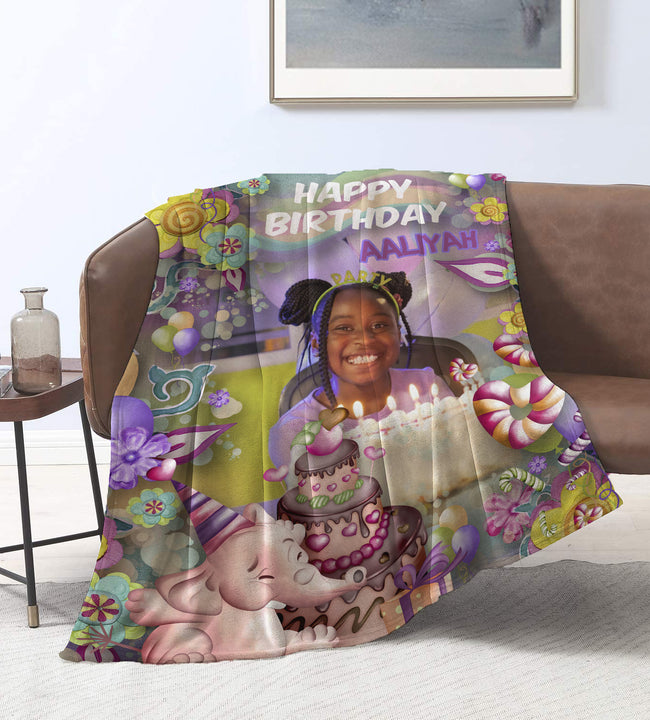 Birthday Elephant Velvet Blanket