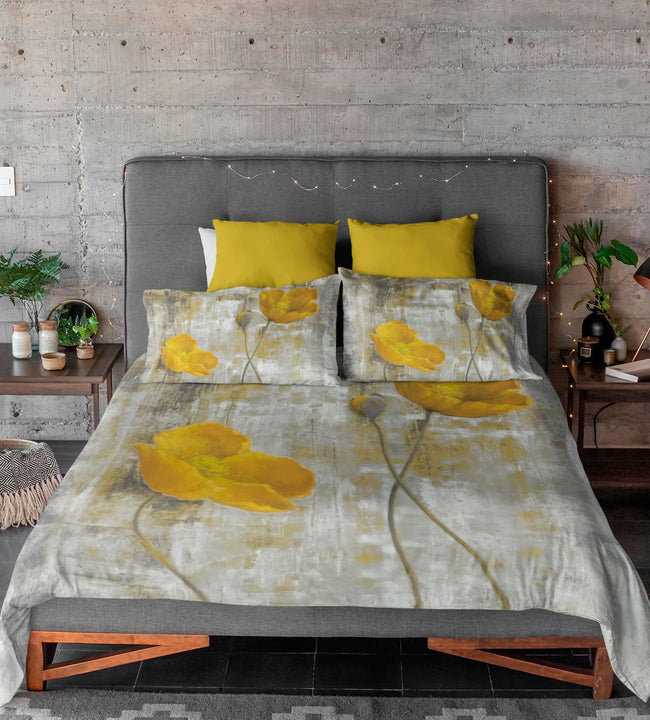 Abstract Yellow Flowers Duvet Cover Set