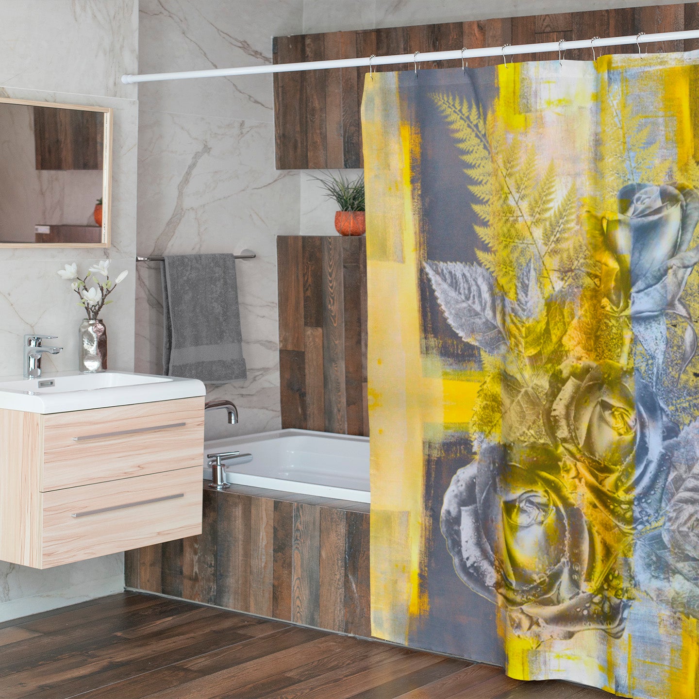 Abstract Rose Shower Curtain