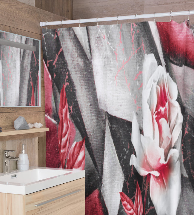 Abstract Red Rose Shower Curtain