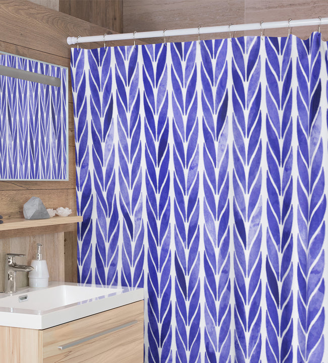 Blue Knit Shower Curtain