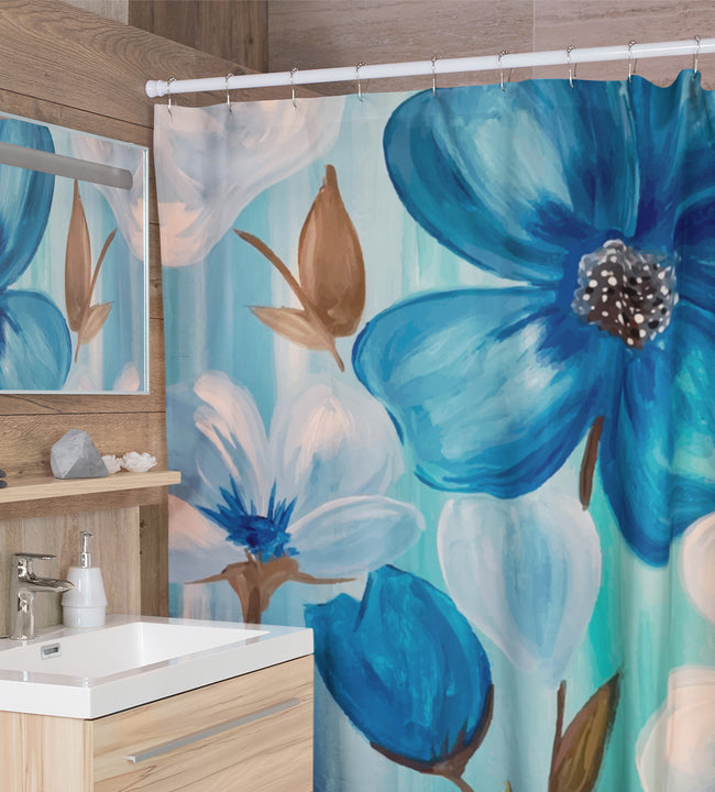 Blue Flowers Shower Curtain