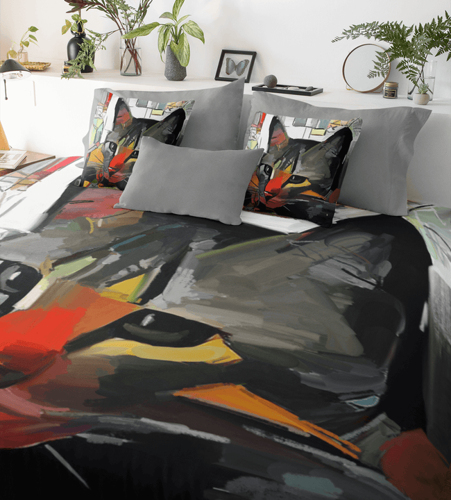 Abstract Cat Comforter Set
