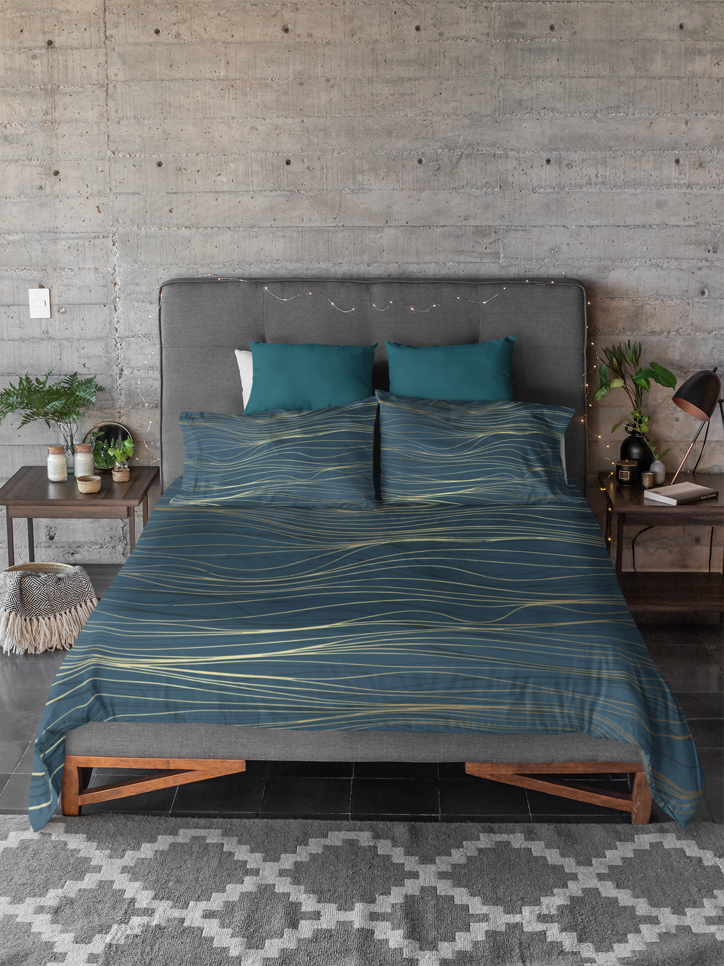 Golden Waves Duvet Cover Set