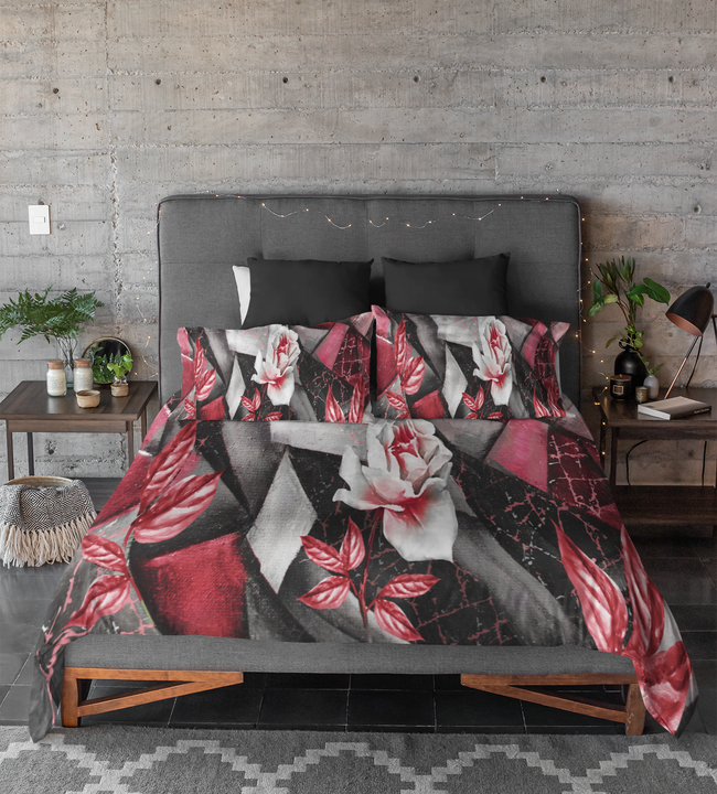Abstract Red Rose Duvet Cover Set