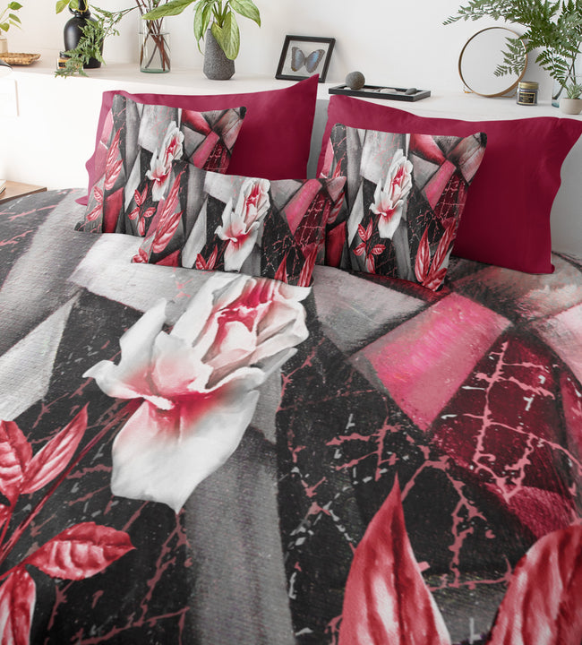Abstract Red Rose Comforter Set