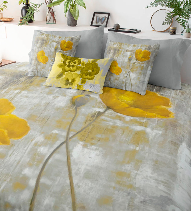 Abstract Yellow Flowers Comforter Set