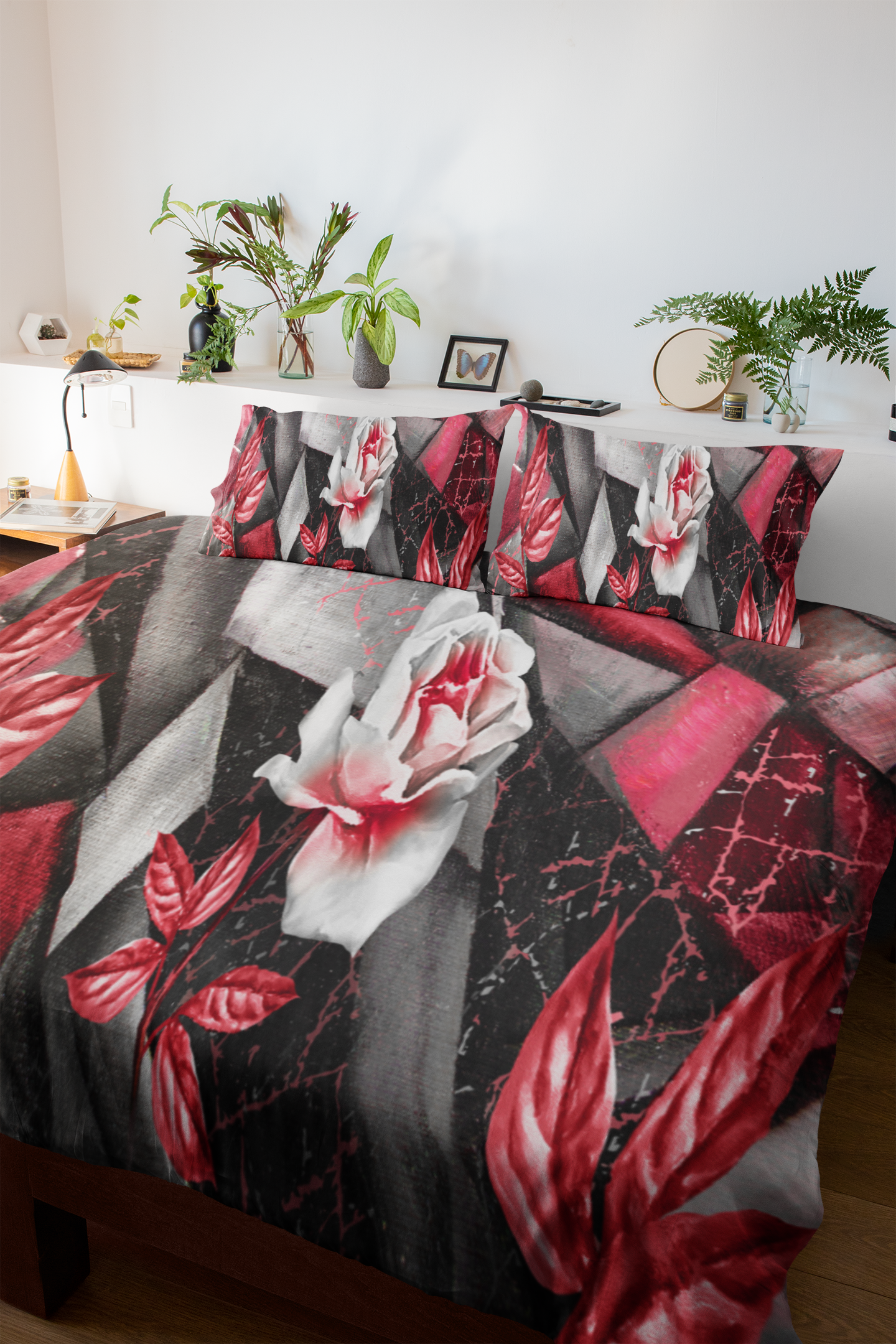 Abstract Red Rose Duvet Cover Set