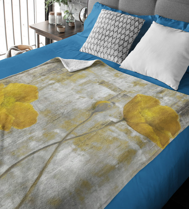 Abstract Yellow Flowers Velvet Blanket