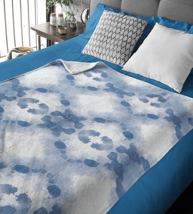 Blue Shibori Velvet Blanket