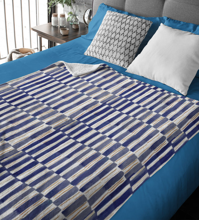 Blue Stripes Velvet Blanket