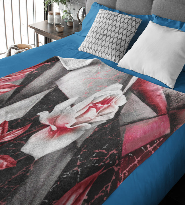 Abstract Red Rose Velvet Blanket