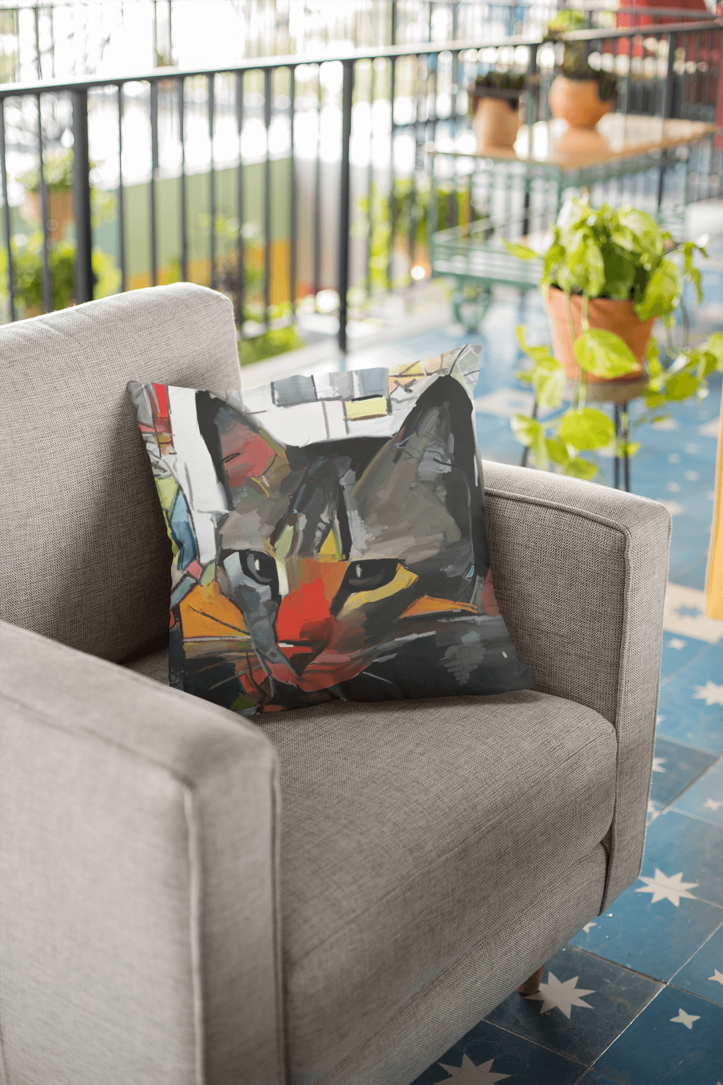 Abstract Cat Pillow